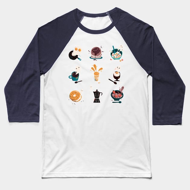 Spooky Breakfast Baseball T-Shirt by SashaKolesnik